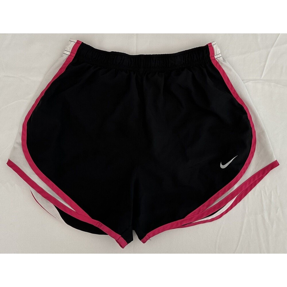 Nike Dri-FIT Black White Pink Lined Running Gym Workout Shorts Womens Size Small
